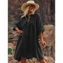 trendy dresses with women in black linen dress Sogiftme