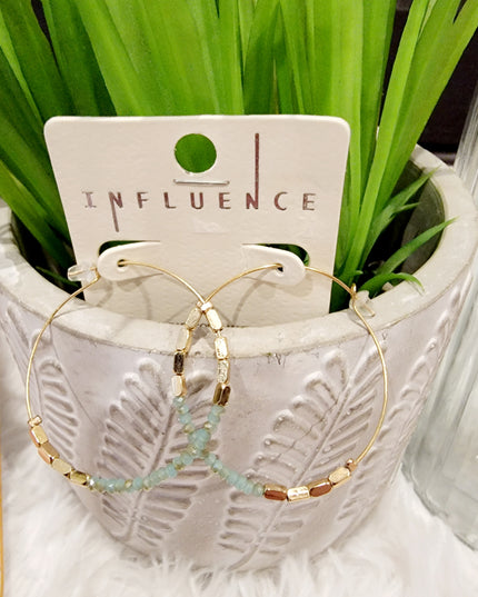 Glass Bead Hoop Earrings image 1