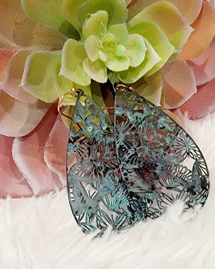 Metal Filigree Butterfly Earrings image 1