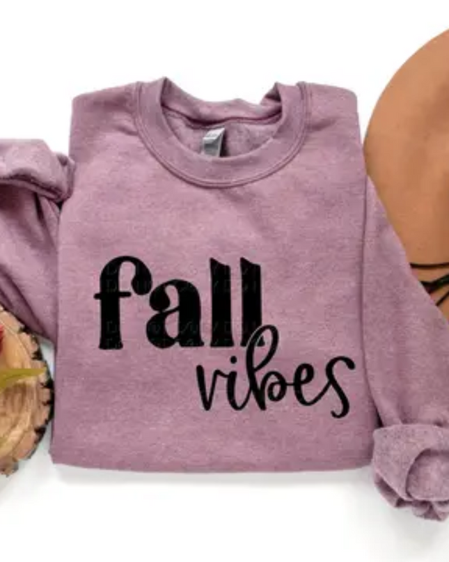 Fall Vibes T-Shirt – Autumn Graphic Tee in Mauve, Mustard, and Sage Green