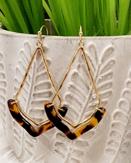 Diamond Shape Metal & Acetate Earrings image 6