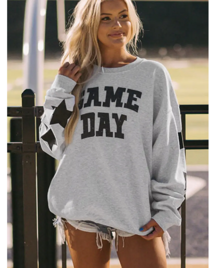 Game Day Star Sleeve Oversized Sweatshirt