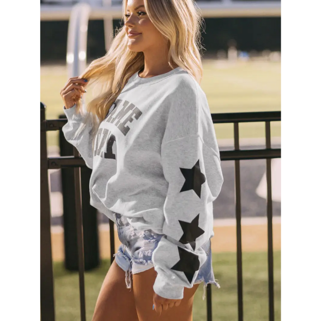 Game Day Star Sleeve Oversized Sweatshirt