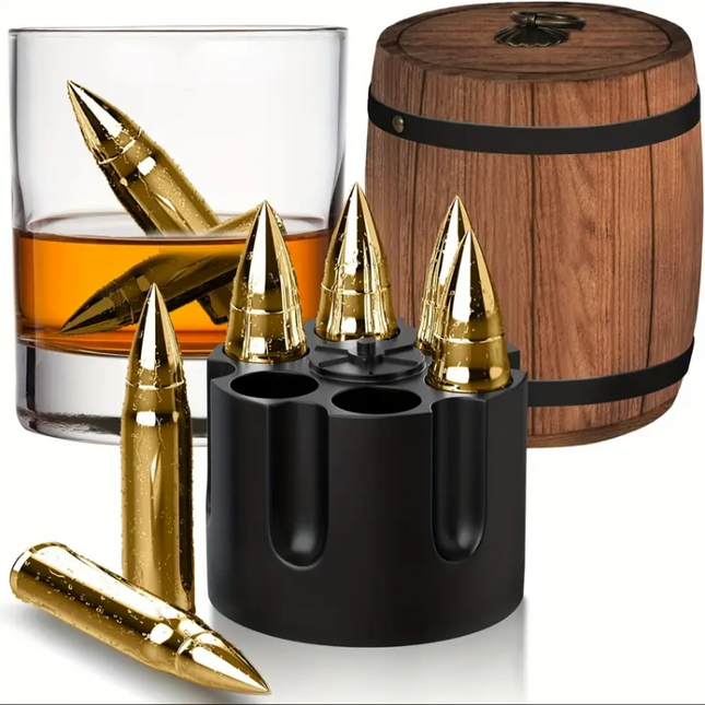 Golden Bullet Whiskey Stones Set – Chilling Without Dilution