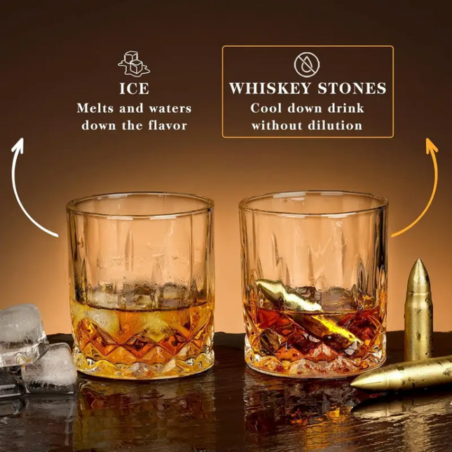 Golden Bullet Whiskey Stones Set – Chilling Without Dilution