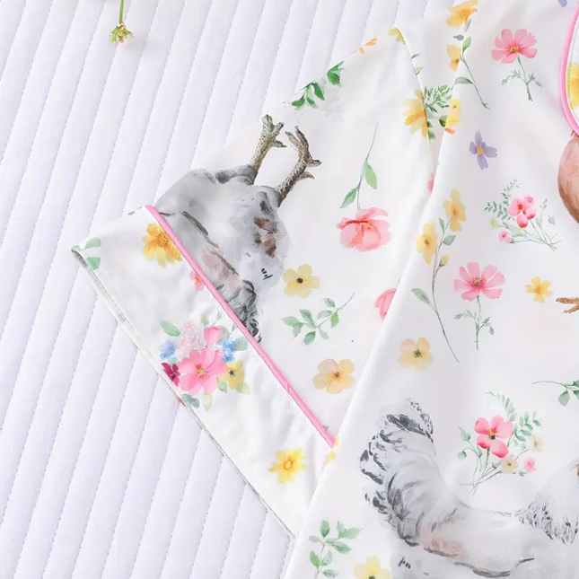 Farm Fresh Chicken Pajama Set – Cute Floral Short Sleeve Sleepwear