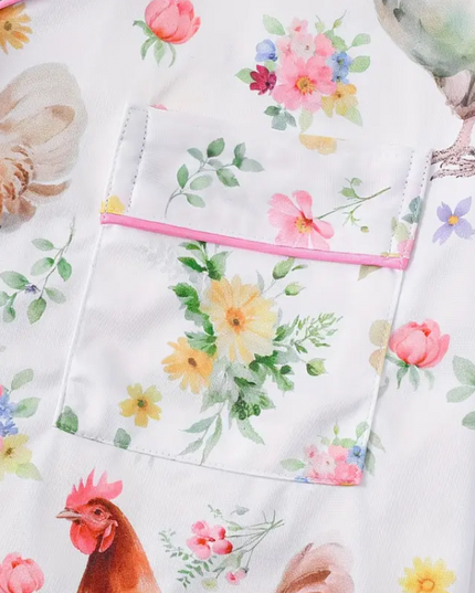 Farm Fresh Chicken Pajama Set – Cute Floral Short Sleeve Sleepwear