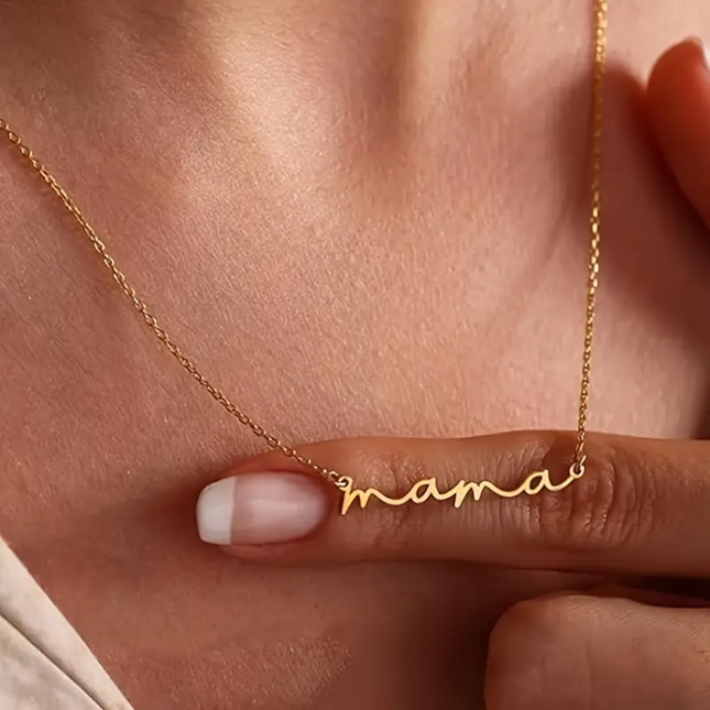 Gold Script Mama Necklace – Minimalist Gifts for Mom
