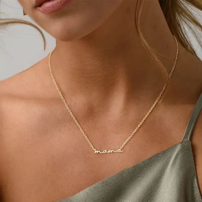 Gold Script Mama Necklace – Minimalist Gifts for Mom