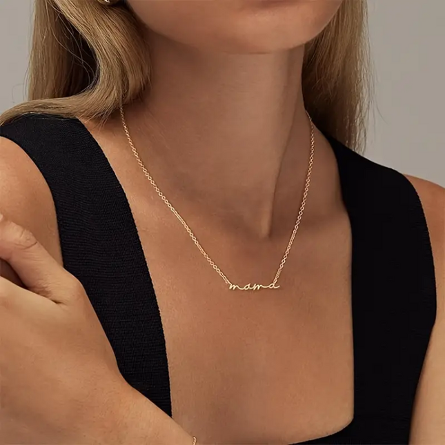 Gold Script Mama Necklace – Minimalist Gifts for Mom