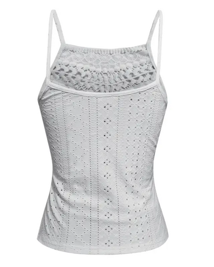 Boho Lace Crochet Halter Top – White Summer Sleeveless Blouse
