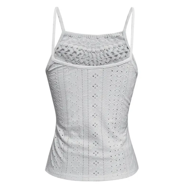 Boho Lace Crochet Halter Top – White Summer Sleeveless Blouse