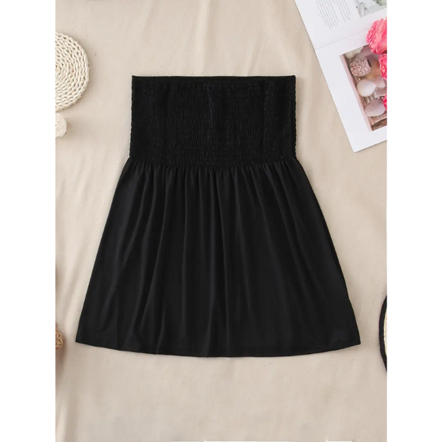 Black Strapless Smocked Tube Top