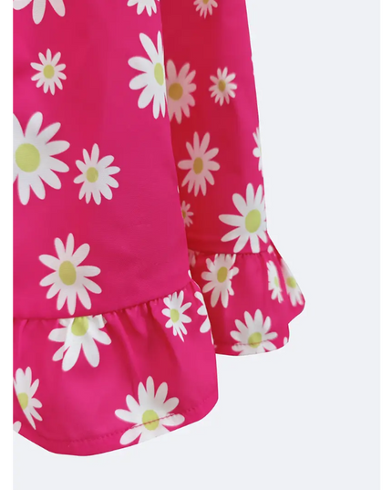 Bright Pink Daisy Print Halter Top