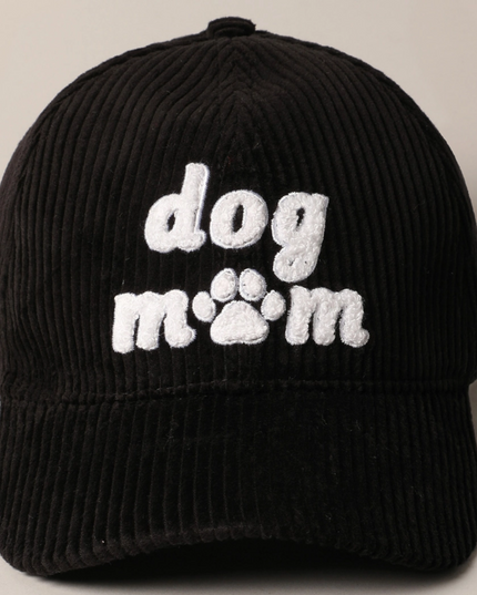 Dog Mom Chenille Patch Corduroy Baseball Cap image 0