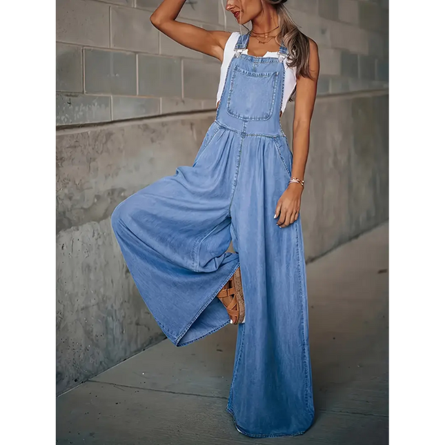 Vintage-Inspired Wide-Leg Denim Overalls