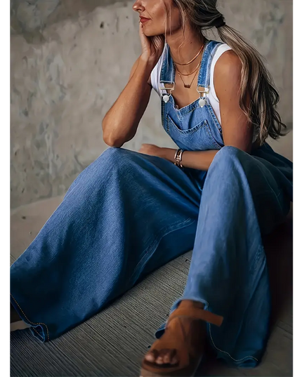 Vintage-Inspired Wide-Leg Denim Overalls