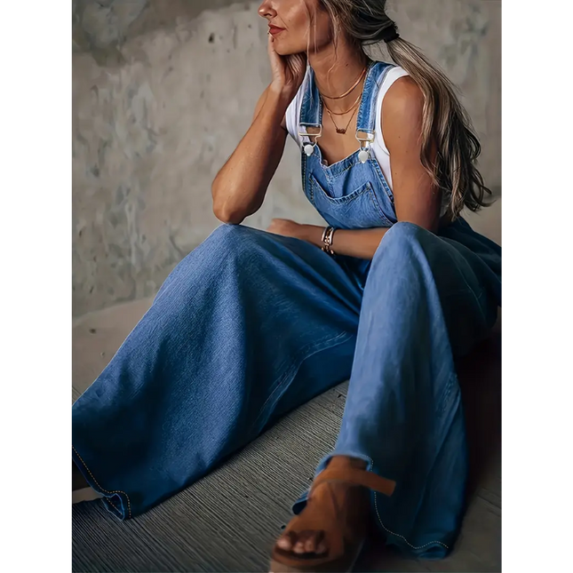Vintage-Inspired Wide-Leg Denim Overalls