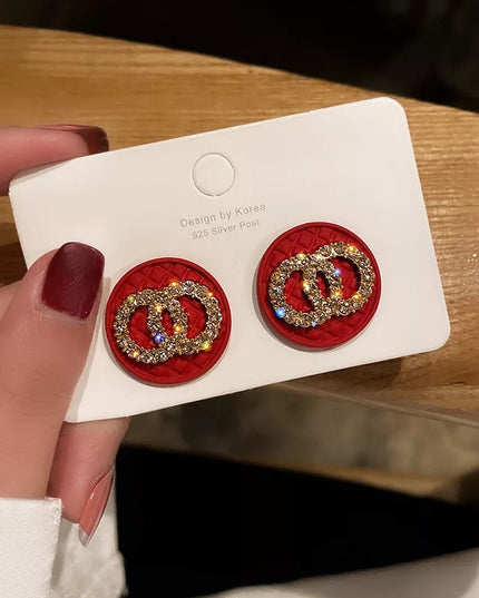 Rhinestone Bijoux Double Circles Stud Earrings image 0