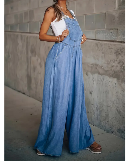 Vintage-Inspired Wide-Leg Denim Overalls