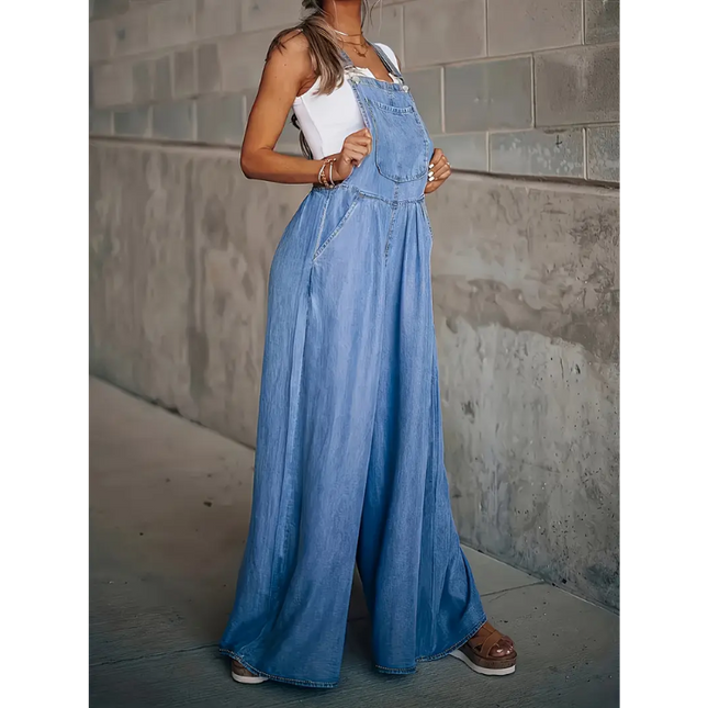 Vintage-Inspired Wide-Leg Denim Overalls