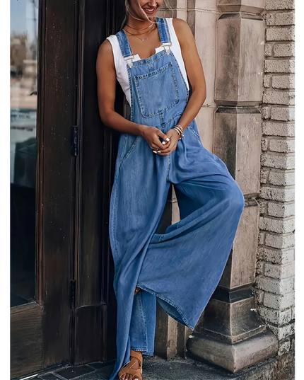 Vintage-Inspired Wide-Leg Denim Overalls