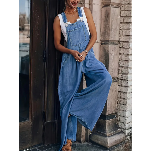 Vintage-Inspired Wide-Leg Denim Overalls