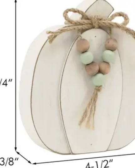 White Pumpkin Block with Bead Garland