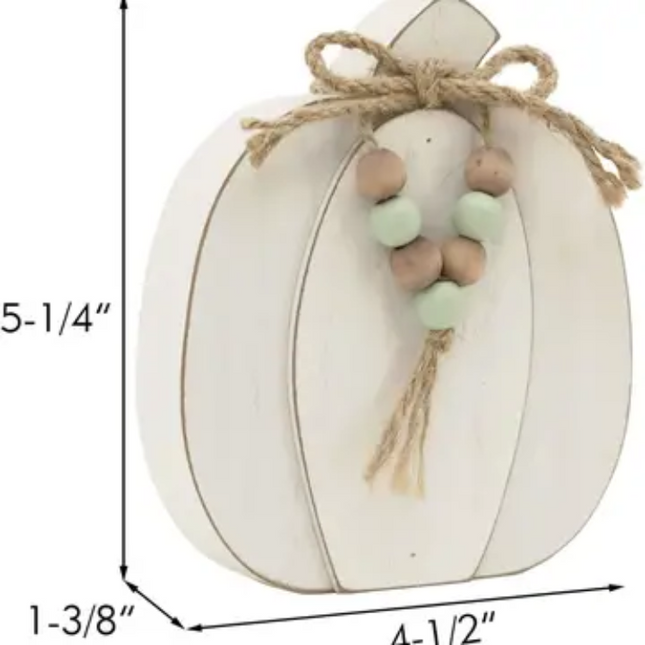 White Pumpkin Block with Bead Garland