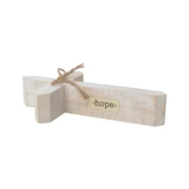 Rustic Wooden Cross with "Hope" Tag