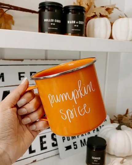 Pumpkin Spice Orange Enamel Mug