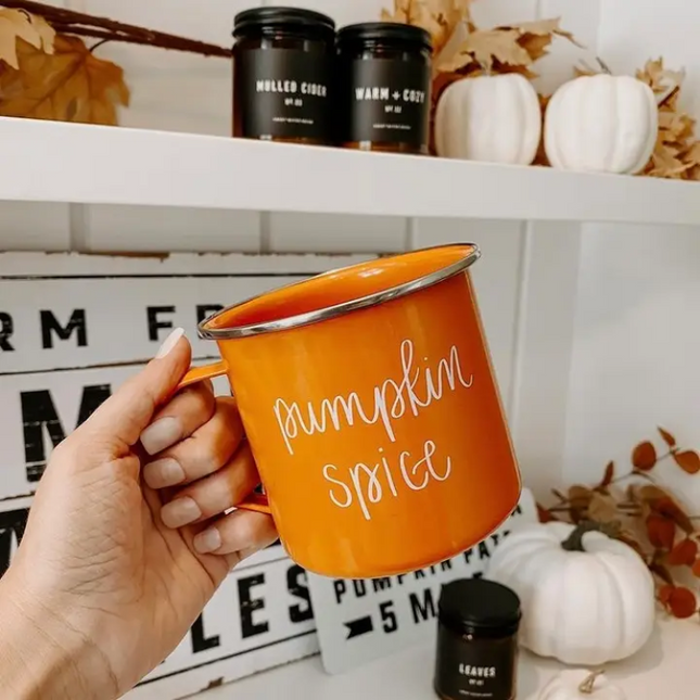 Pumpkin Spice Orange Enamel Mug