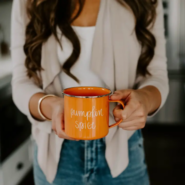 Pumpkin Spice Orange Enamel Mug