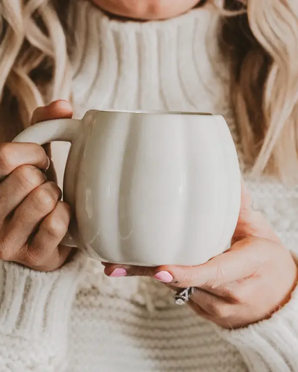 Cream Ceramic Pumpkin Mug