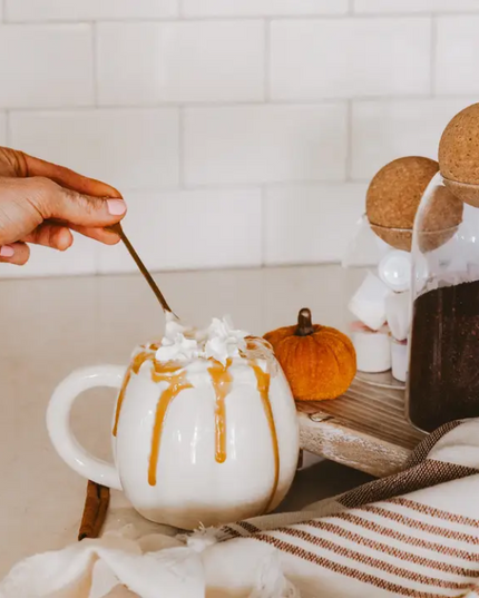 Cream Ceramic Pumpkin Mug