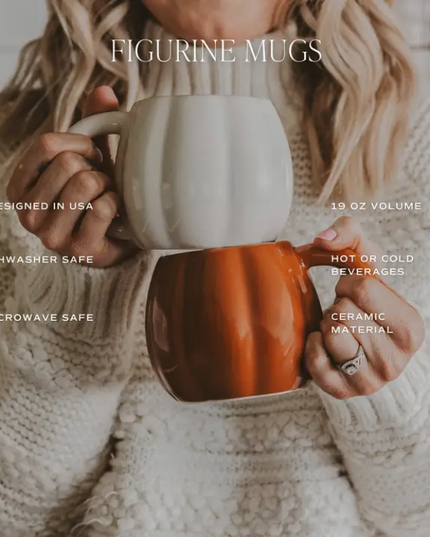Cream Ceramic Pumpkin Mug