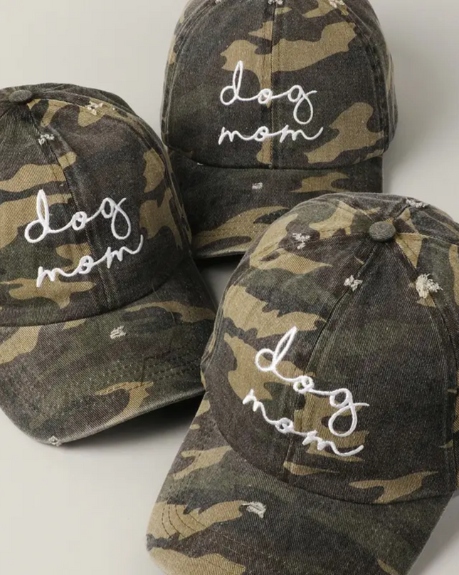 Dog Mom Embroidery Camouflage Print Baseball Cap image 0