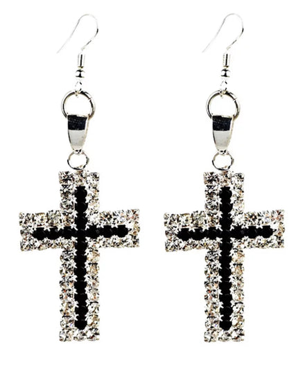 Rhinestone Cross Dangle Earrings image 2