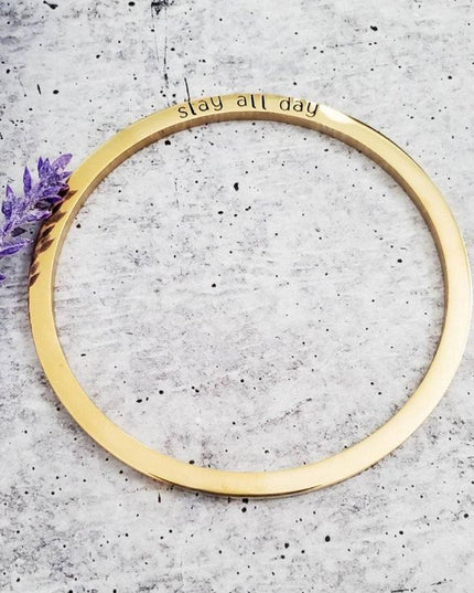 slay all day Gold Plated Skinny Cuff Stacking Bracelet image 1