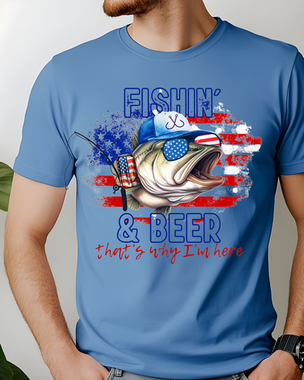 Fishin’ & Beer Patriotic Tee image 0