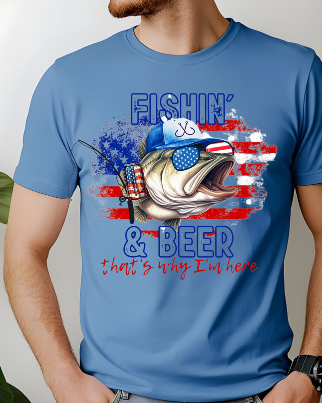 Fishin’ & Beer Patriotic Tee image 0