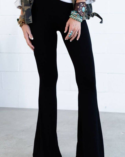 Cher Solid Raw Edge Flare Pant - Black image 3