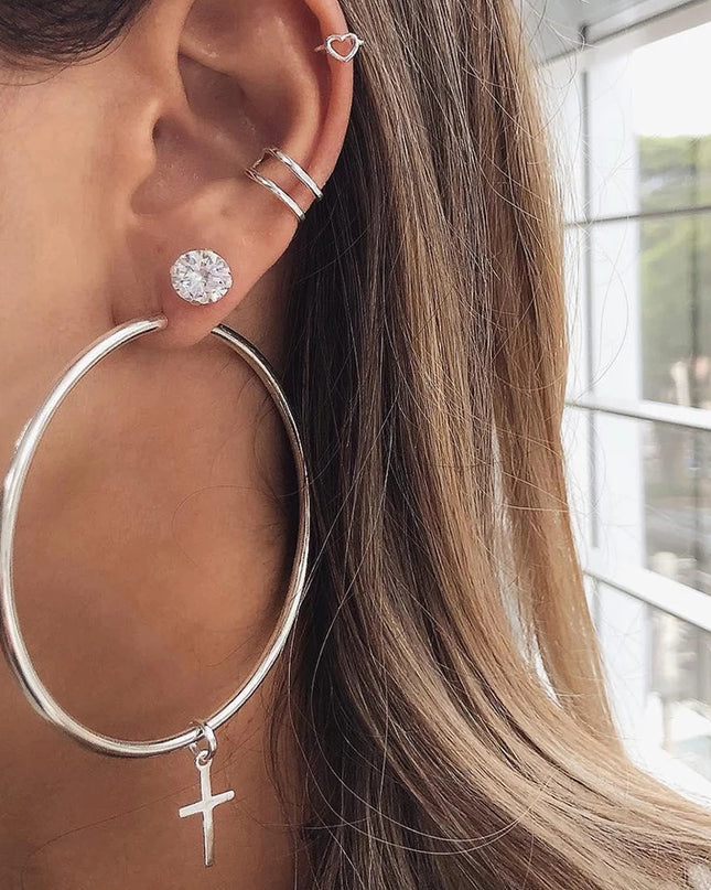 Big Hoop Cross Earring Set image 0