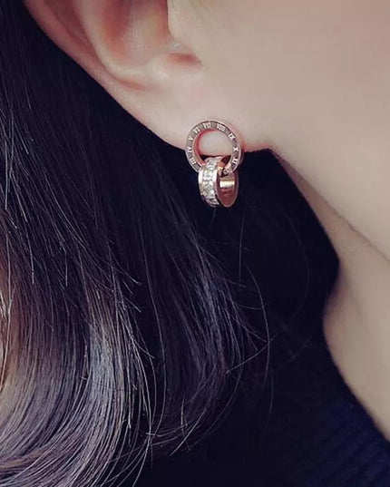 Double Loop Roman Numeral Stud Earrings image 2