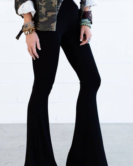Cher Solid Raw Edge Flare Pant - Black image 0