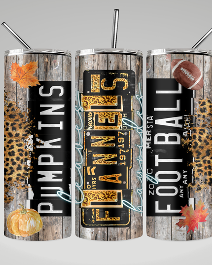 Fall Football Pumpkins & Flannels Tumbler image 0