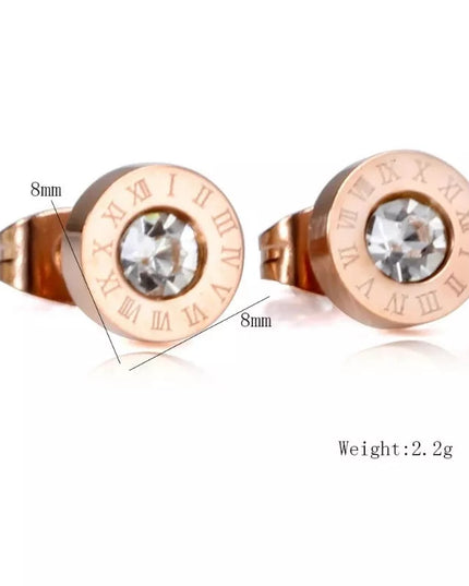 Round Roman Numeral Stud Earrings image 1