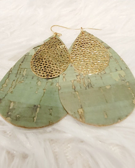 Metal & Cork marquise Earrings image 0