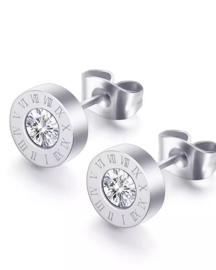 Round Roman Numeral Stud Earrings image 2