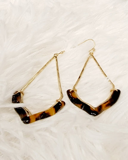 Diamond Shape Metal & Acetate Earrings image 0